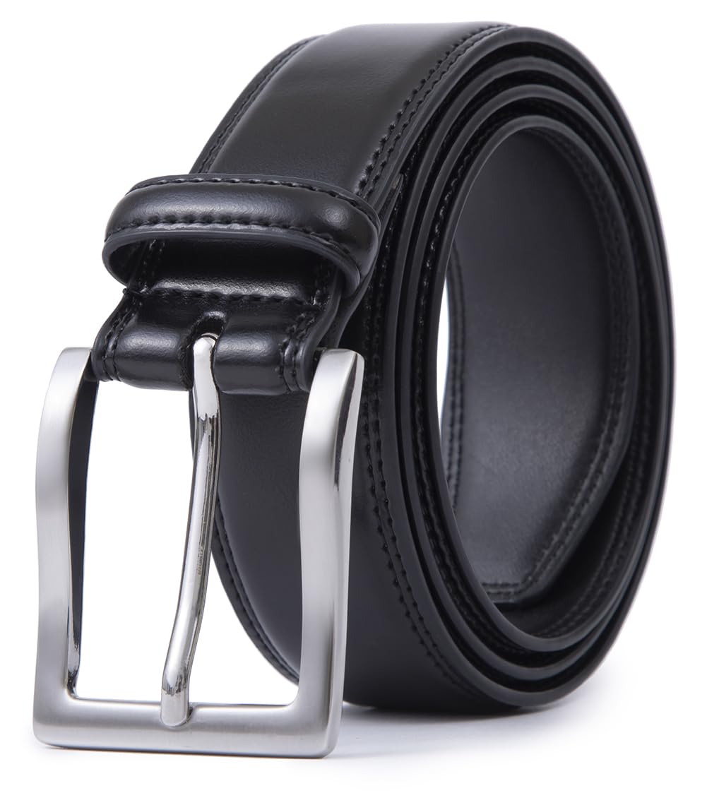 HOTFabio Valenti Genuine Leather Dress Belts For Men - Mens Belt For Suits, Jeans, Uniform With Single Prong Buckle
