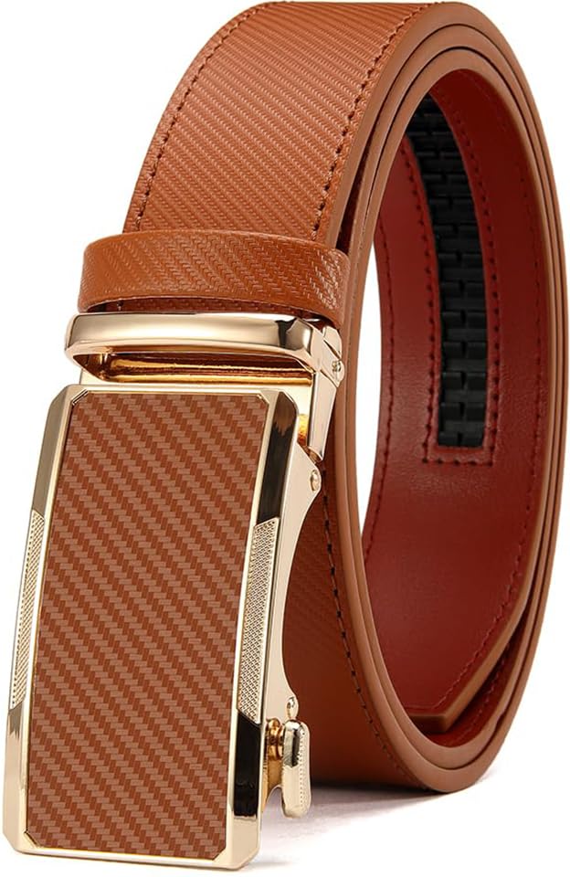 HOTDOOPAI Men's Adjustable Ratchet Belt -White Leather Dress Belt for Men, Customizable Fit, Easy to Use, Maximum Durability
