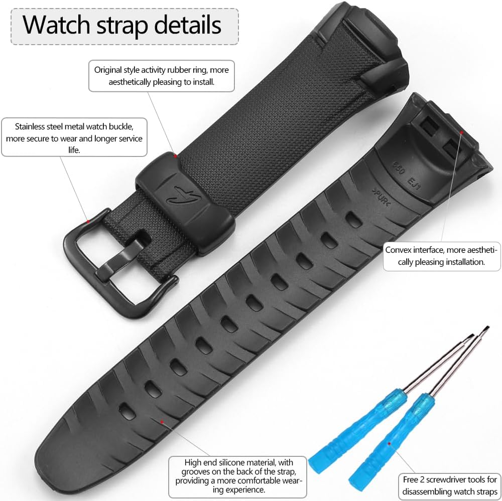 HOTReplacement Watch Strap Compatible with Casio GW-530 GW-500 Strap Men's Resin Bracelet