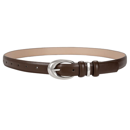 HOTTRIWORKS Women Leather Belt for Jeans Pants Fashion Ladies Skinny Faux Leather Dress belt with Gold Buckle
