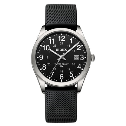 HOTLN LENQIN Mens Watches Stainless Steel Analog Quartz Watch for Men Easy Reader 38 mm Fashion Business Waterproof Men's Wrist Watches with Date and Expansion Band