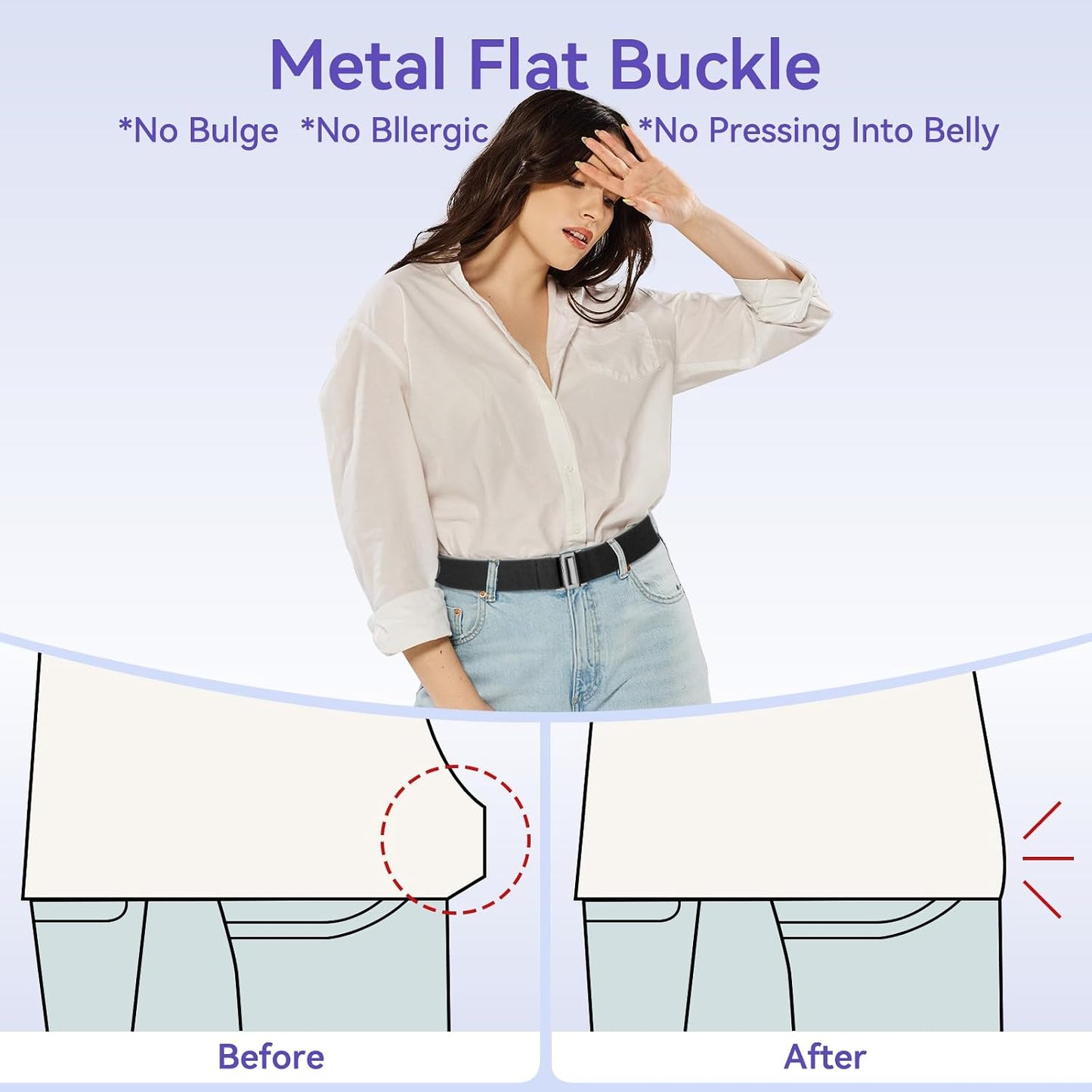 HOTNo Show Elastic Belts for Women with Invisible Flat Buckle Stretch Web Strap Belt for Jeans Pants Dresses