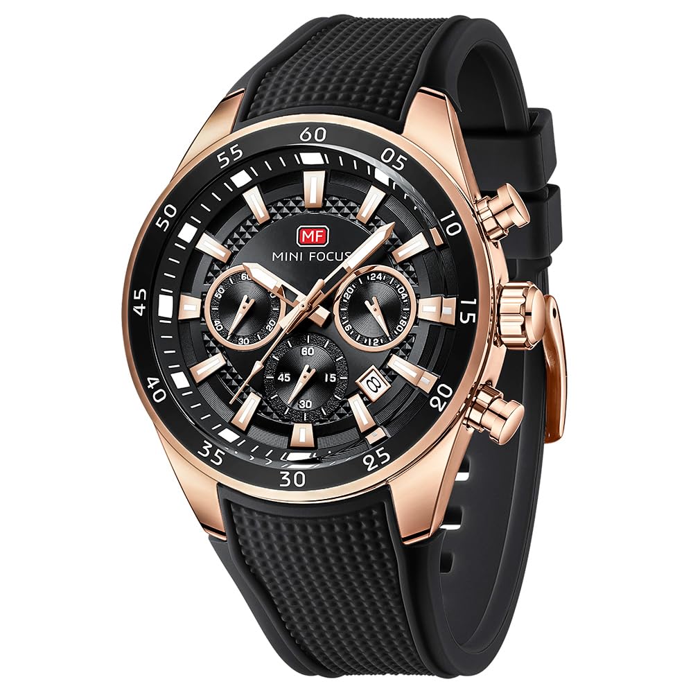 HOTMINI Focus Men Watches Unique Casual Wristwatch (Chronograph/Waterproof/Luminous/Calendar/24 Hours) Silicon Band Fashion Watches for Men