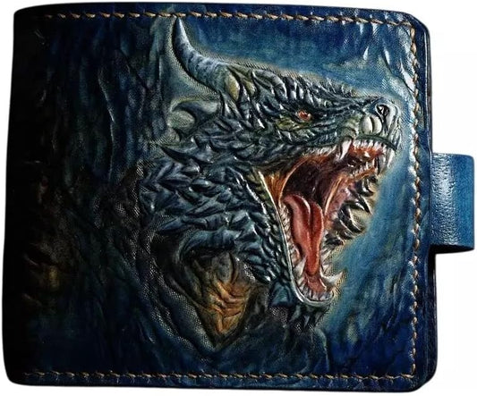 HOTDragon Wallet, Animal, Dragon War Wallet, 3D Genuine Leather Wallet, Carving Wallet, Bifold Wallet, Biker Wallet, Animal Wallet, Airbrush Art, Custom wallet, Tooled Wallet, A