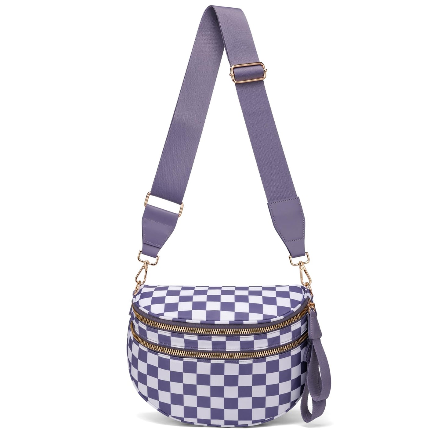 HOTPure Colour Crossbody Bum Bags for Women Spacious Checkered Cross body Bag Nylon Trendy Fanny Pack for Travel