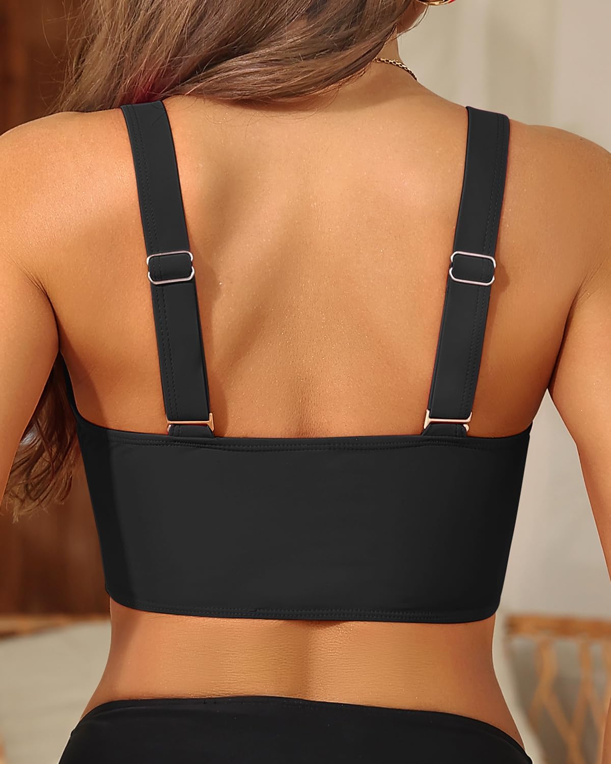 HOTWomen Cut Out Twist Bikini Top Only Supportive Large Bust Swimsuit Top | Removable Cups,Wide Underbust Band,Adjustable Wide Straps,Full Lining,Soft Fabric,High Stretch