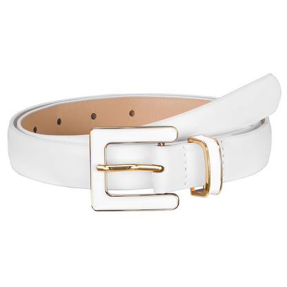 HOTSUOSDEY Women Skinny Leather Belt for Jeans Pants Dresses with Square Buckle, Thin Leather Waist Belt, Width 0.9"