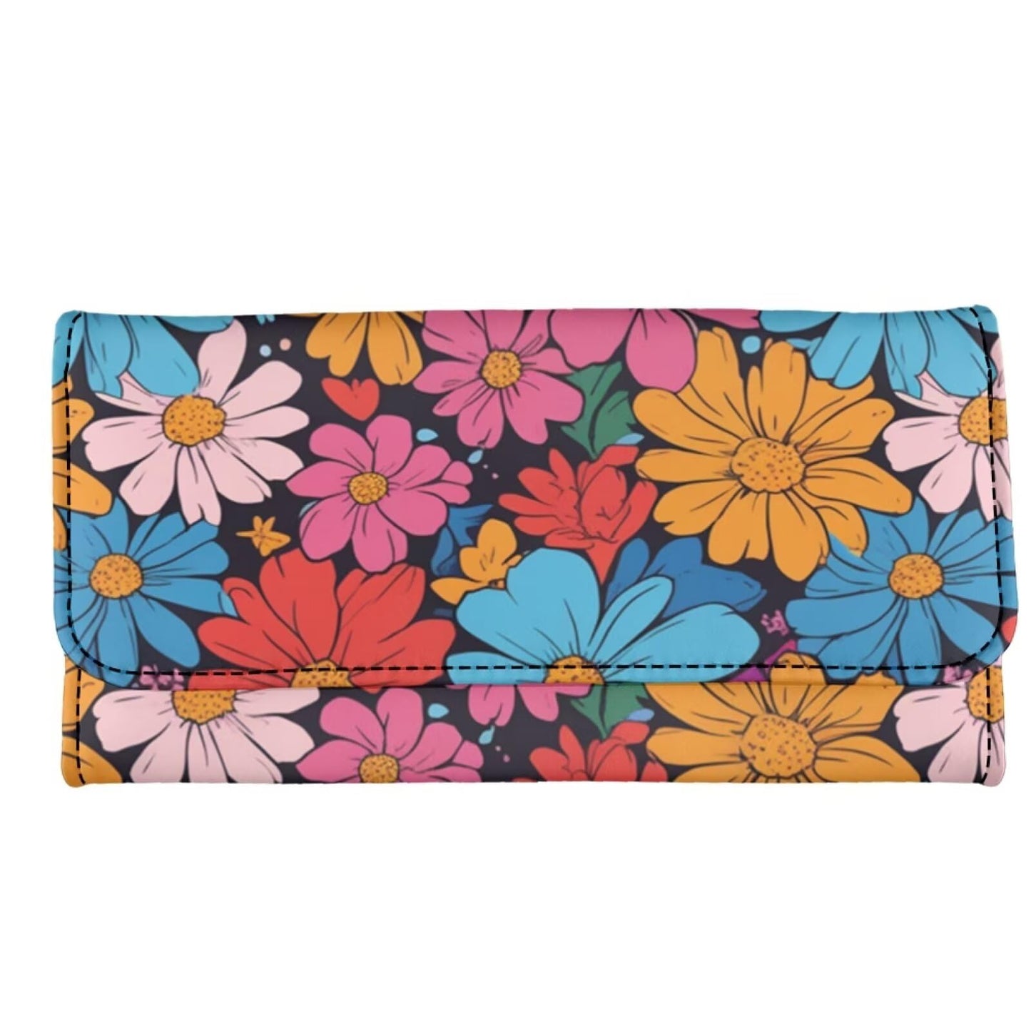 HOTHowilath Womens Hibiscus Flower Wallet Clutch Organizer With Change Pocket, Credit Card Clutch Long Purse for Women - Hot Pink