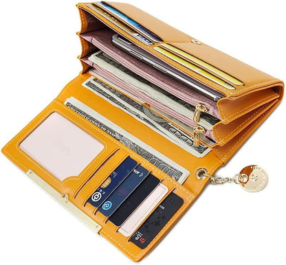 HOTSpacious & Functional Leather Wallet Multifunction Luxury Women Many Departments Large Capacity Purses Fashion Female Card Holder Billfold Long Clutch Purse