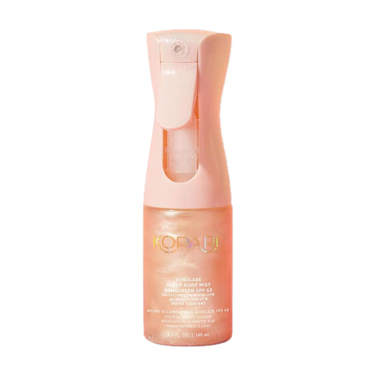 HOTKopari Rose Gold Sunglaze Sheer Body Mist Sunscreen SPF 42, Infused with Shimmering Body Oil, Hydrating Mist, Hydrates, Brightens, Makeup Friendly, Gives Skin a Glowy Finish, Lightweight,