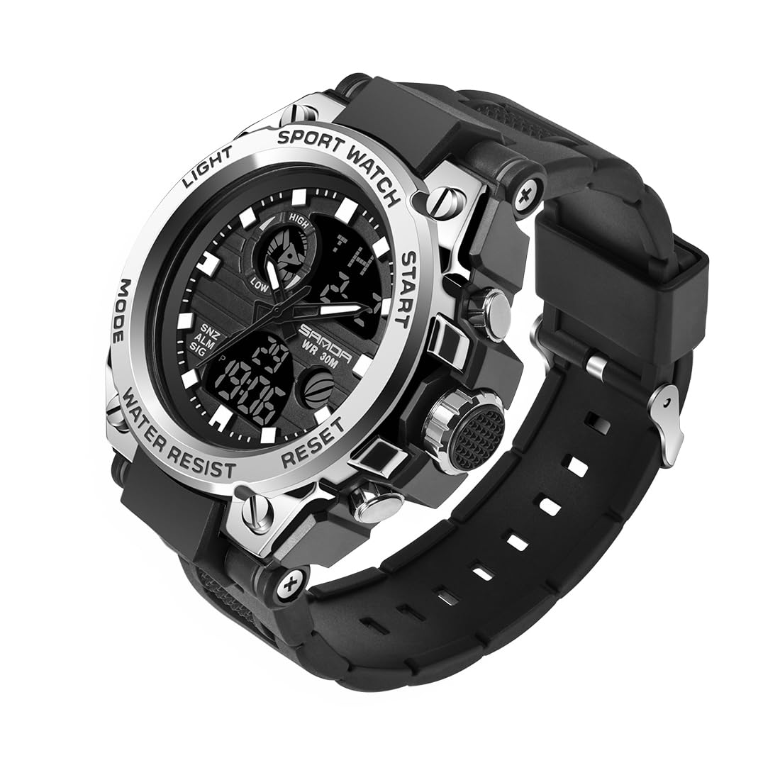 HOTAIMES Mens Watches Sports Outdoor Waterproof Military Watch for Men Tactical Watch Analog Digital Date Alarm Stopwatch Multi-Function Tactics Big Face Wristwatch for Men
