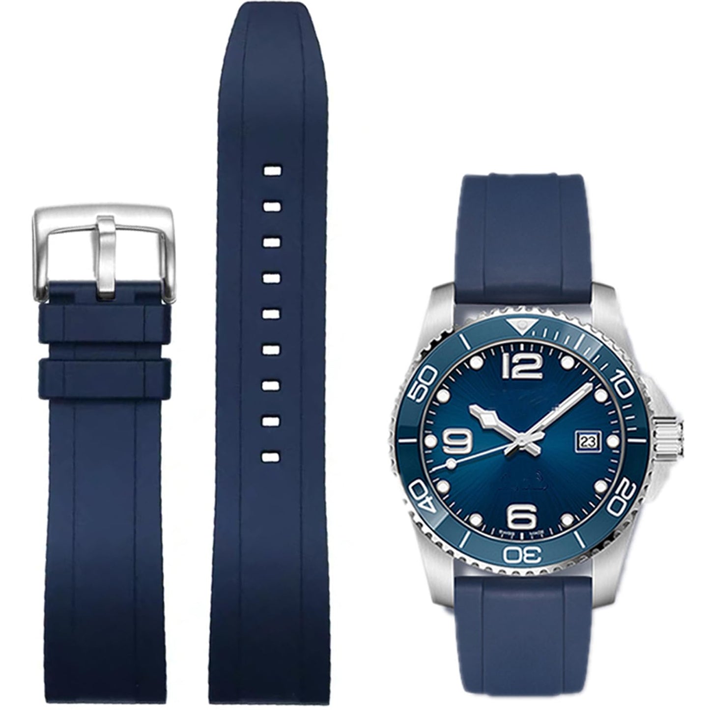 HOTWatch Band Quick Release Fluororubber 19mm 20mm 21mm 22mm Soft Durable Universal FKM Rubber Replacement Band Strap for Men Women