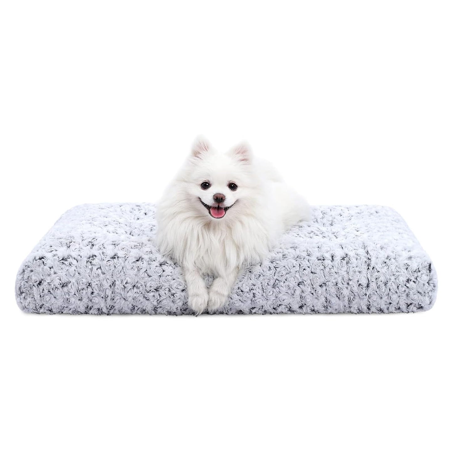 HOTKSIIA Washable Dog Bed Deluxe Plush Dog Crate Beds Comfy Kennel Pad Anti-Slip Pet Sleeping Mat for Large, Jumbo, Medium, Small Dogs Breeds, 35" x 23", Gray