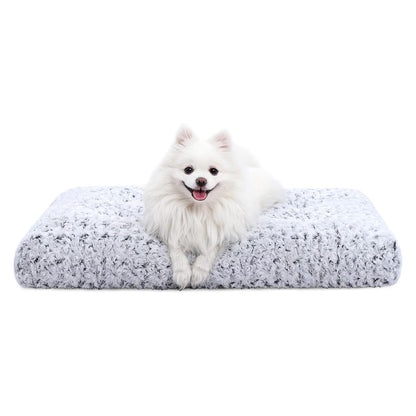 HOTKSIIA Washable Dog Bed Deluxe Plush Dog Crate Beds Comfy Kennel Pad Anti-Slip Pet Sleeping Mat for Large, Jumbo, Medium, Small Dogs Breeds, 35" x 23", Gray