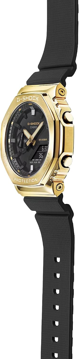 HOTG-Shock Casio Stay Gold Series Analog-Digital Metallic Gold and Black Resin Strap Watch | GM-2100G-1A9