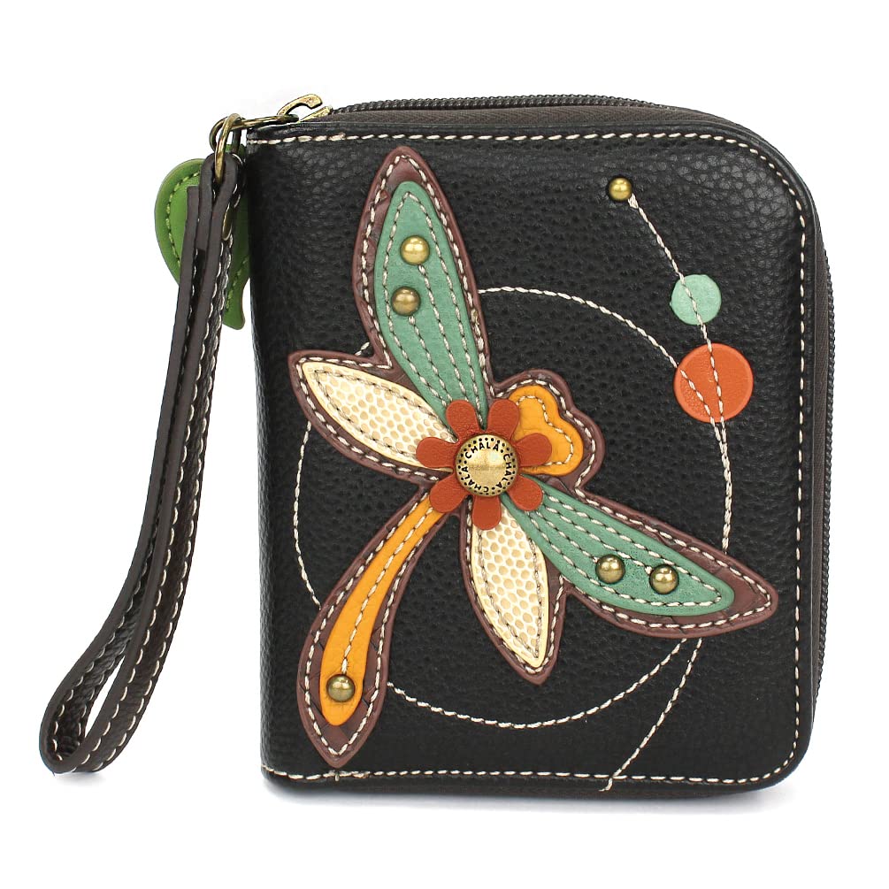 HOTCHALA Zip Around Wallet, Wristlet, 8 Credit Card Slots, Sturdy Pu Leather - Frog - Turquoise