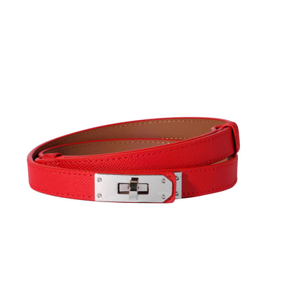 HOTOvekaut Women Skinny Leather Belt Solid Color Alloy Turn Lock Adjustable Waistband for Dresses Jeans Coats