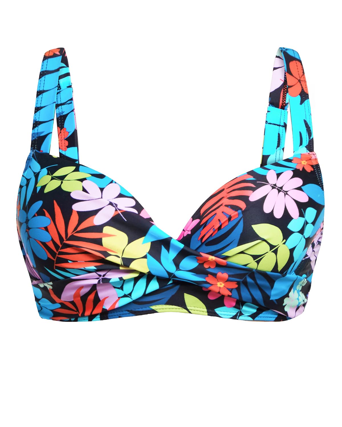 HOTWomen Underwire Bikini Top - Bra Padded Push Up Swimsuit Top | Twist Front Design, Wide Adjustable Straps,Unremovable Cups for Fixed Lift,Full Lining,3-gear Adjustable Hook Closure