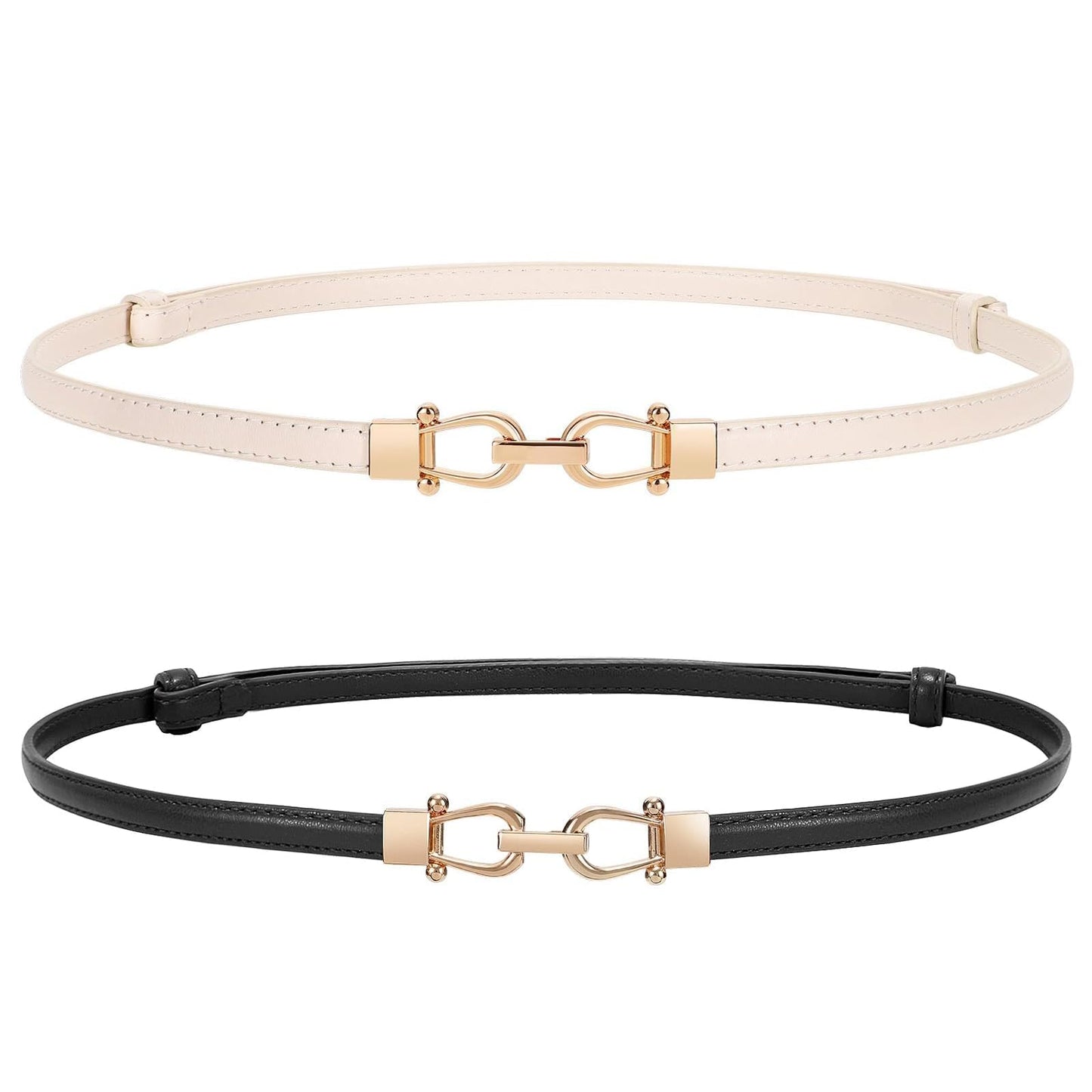 HOTWERFORU Women Classic Leather Belt With Square Gold Silver Buckle For Jeans Pants