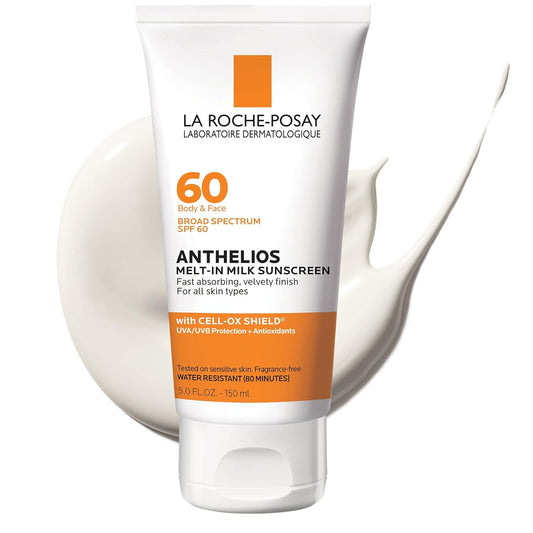 HOTLa Roche-Posay Anthelios Melt-In Milk Sunscreen SPF 60, Sunscreen For Body & Face, Broad Spectrum SPF + Antioxidants, Oil Free, Lightweight & Fast Absorbing, Oxybenzone Free