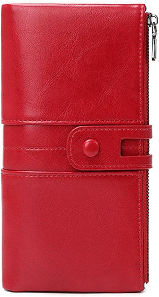 HOTHandbags Business Wallets Women's Money Clips Leather Card Cases Purses Blocking Wallet Money Organisers,Red