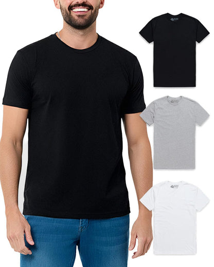 HOTMens T Shirts Soft Cotton Crew Neck Athletic Fit Casual Tees S-4XL | Soft cotton blend casual tee shirts with 4-way stretch - tag-free athletic fit for gym, work & casual wear. A go-to gift.