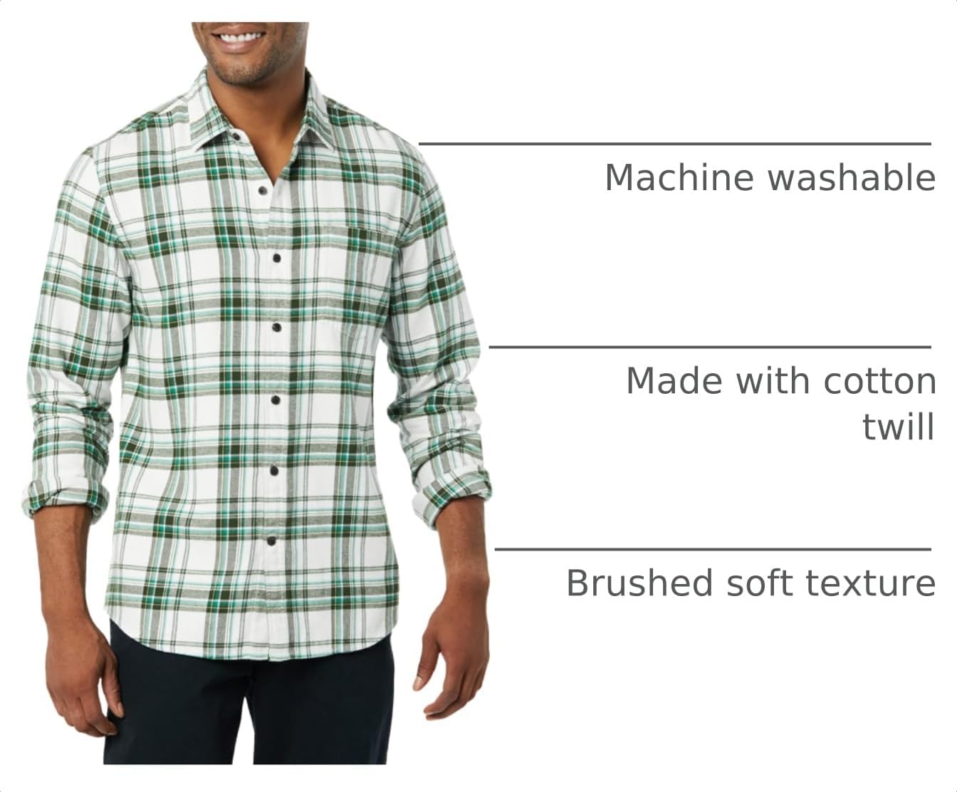 HOTAmazon Essentials Men's Slim-Fit Flannel Shirt, Long Sleeve Button Down Plaid
