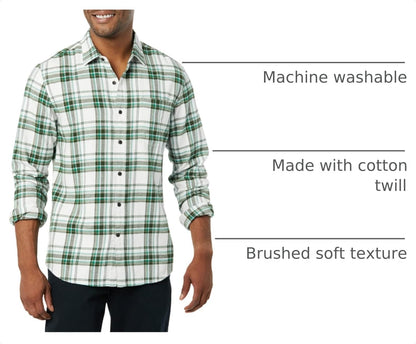 HOTAmazon Essentials Men's Slim-Fit Flannel Shirt, Long Sleeve Button Down Plaid