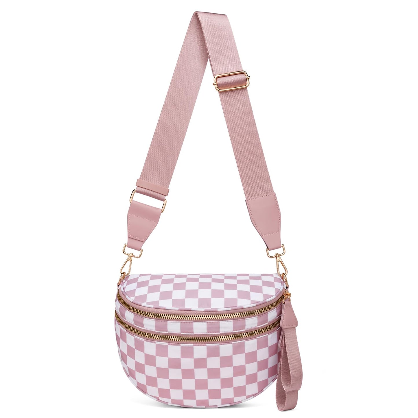 HOTPure Colour Crossbody Bum Bags for Women Spacious Checkered Cross body Bag Nylon Trendy Fanny Pack for Travel
