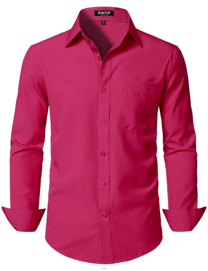 HOTJEMITOP Men Stretch Business Casual Dress Shirts | Regular Fit, Formal, Long Sleeve, Button Down, Tuxedo, Wedding, Prom, with Pocket