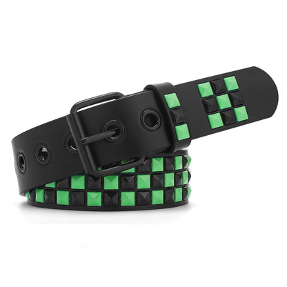 HOTStudded Belt, Metal Punk Rock Rivet Belt with Bright Pyramid Studded for Women Men