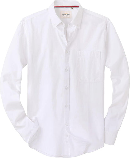 HOTAlimens & Gentle Mens Solid Oxford Shirt Long Sleeve Dress Shirt Work Casual Button Down Shirts with Pocket