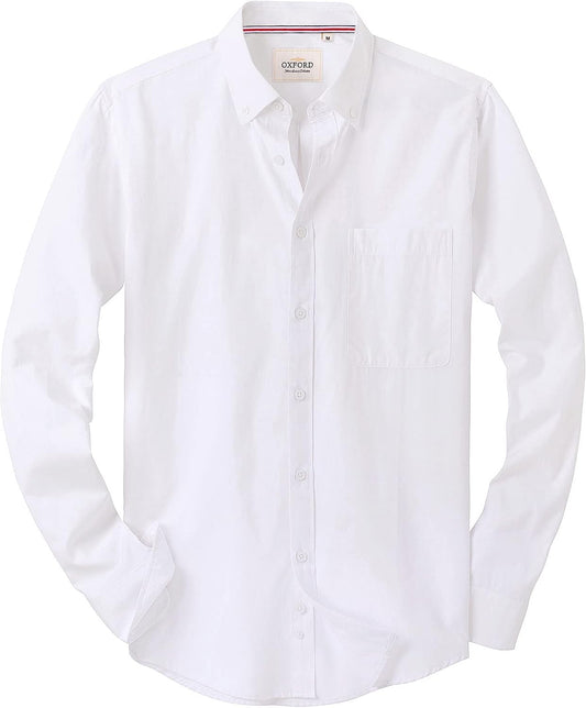 HOTAlimens & Gentle Mens Solid Oxford Shirt Long Sleeve Dress Shirt Work Casual Button Down Shirts with Pocket