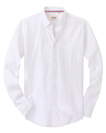 HOTAlimens & Gentle Mens Solid Oxford Shirt Long Sleeve Dress Shirt Work Casual Button Down Shirts with Pocket