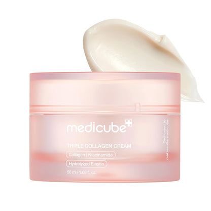 HOTmedicube Triple Collagen Cream - Hydrating & Firming Moisturizer with Hyaluronic Acid, Premium Elastin, Shea Butter - Wrinkle Care & Boosts Elasticity - Korean Skincare, 1.69 oz