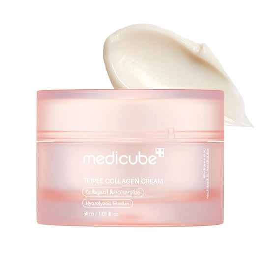 HOTmedicube Triple Collagen Cream - Hydrating & Firming Moisturizer with Hyaluronic Acid, Premium Elastin, Shea Butter - Wrinkle Care & Boosts Elasticity - Korean Skincare, 1.69 oz