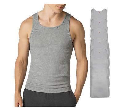 HOTHanes Men’s Tall 100% Cotton Ribbed Tank Tagless Undershirts, Multipack