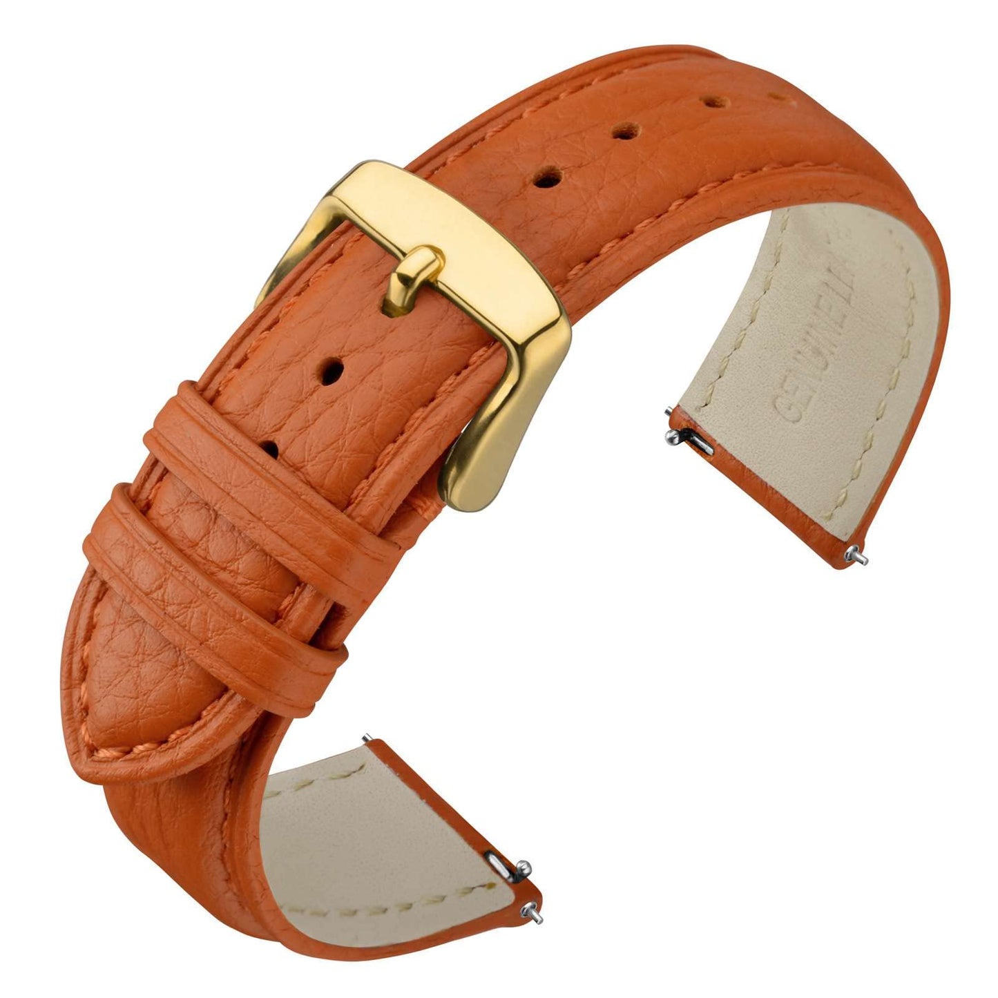 HOTANNEFIT Watch Band 18mm, Quick Release Textured Padded Leather Straps with Gold Buckle for Men and Women (Black)