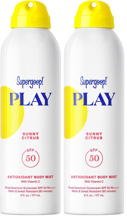 HOTSupergoop! PLAY Antioxidant Body Mist w/Vitamin C - 6 fl oz - SPF 50 PA++++ Broad Spectrum Sunscreen - Body Spray - Great for Active Days - Sunny Citrus