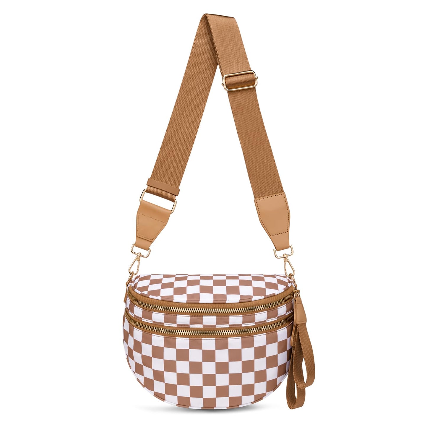 HOTPure Colour Crossbody Bum Bags for Women Spacious Checkered Cross body Bag Nylon Trendy Fanny Pack for Travel