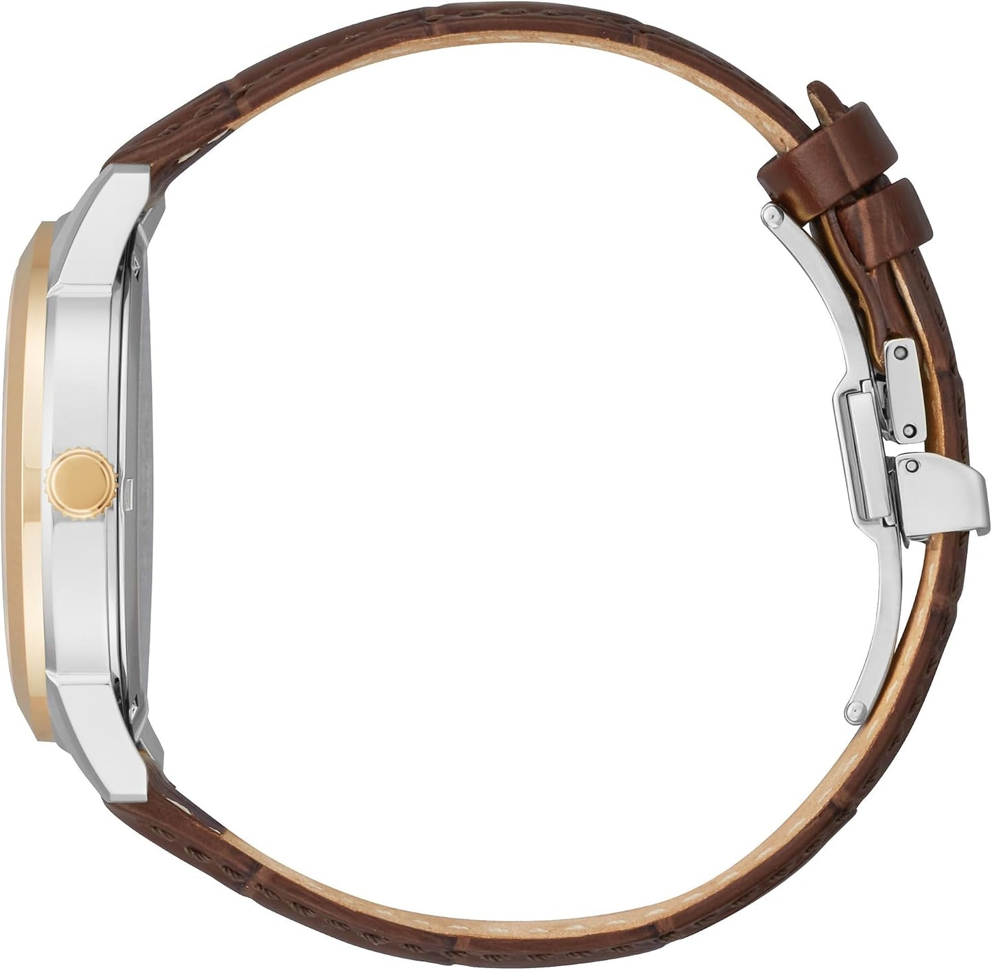 HOTCitizen Men's Eco-Drive Dress Classic Rolan, Brown Leather Strap, Navy Dial, 3 Hand, Day/Date (Model: AW0096-06L)