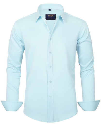 HOTJ.VER Men's Dress Shirts Solid Long Sleeve Stretch Wrinkle-Free Formal Shirt Business Casual Button Down Shirts