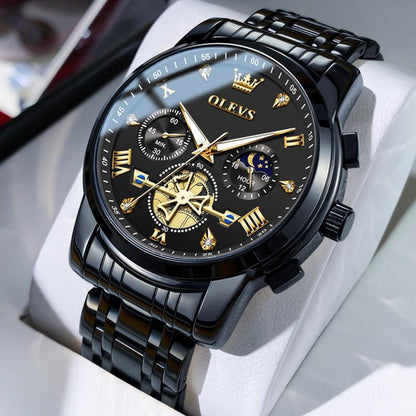 HOTOLEVS Watches Men Stainless Steel Chronograph Watch Luxury Big Face Man Dress Watches Waterproof Roman Numeral Analog Quartz Men Wrist Watch Diamond Relojes para Hombre(Silver/Black/Gold/Red/Blue)