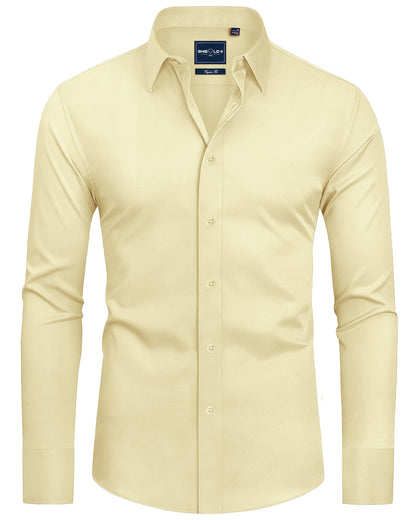 HOTAlimens & Gentle Slim Fit Dress Shirts for Men Long Sleeve Stretch Stain Proof Wrinkle Free Button Down Shirts Formal Shirts