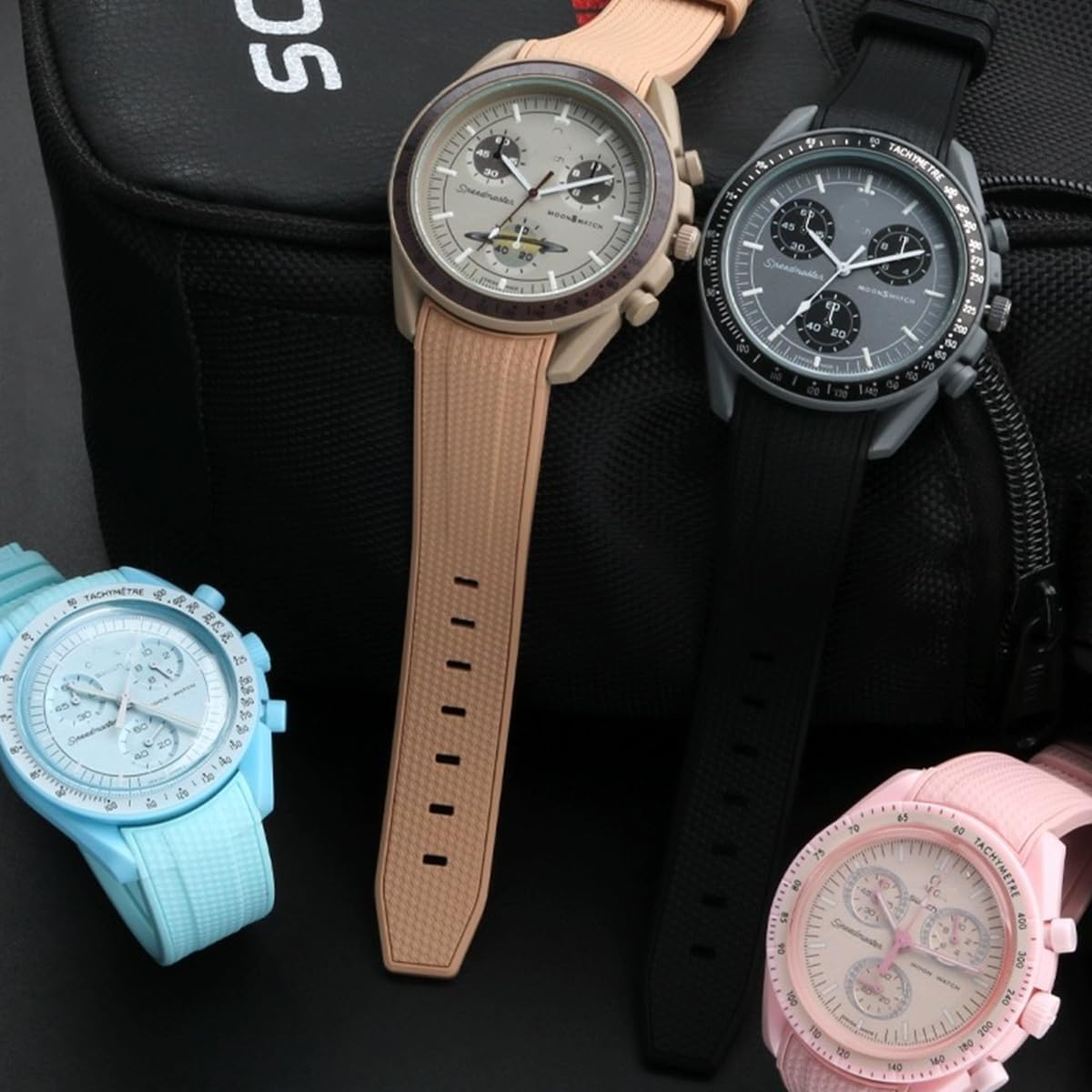 HOTBands for Moonswatch Watch Rubber for Omega x Swatch MoonSwatch 20mm Rolex Seiko Watch Silicone Men with Stainless Steel Replacement Bracelet Original Bracelet Omega x Swatch MoonSwatch Speedmaster