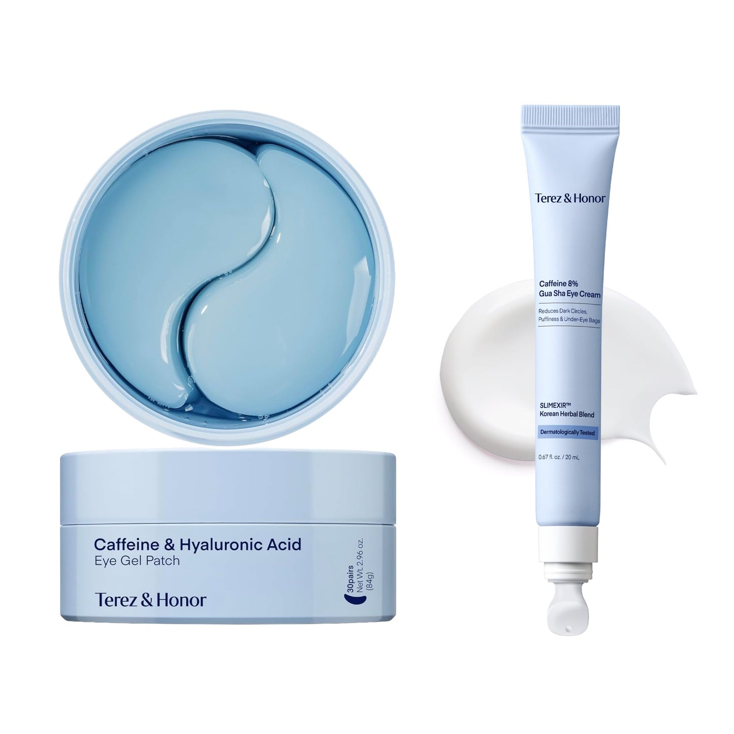 HOTTerez & Honor Under Eye Patches for Dark Circles - 60 Korean Hydrogel Masks for Puffiness, Bags, Wrinkle with Caffeine, Hyaluronic Acid, Niacinamide - Undereye Hydrating & Cooling, Vegan, No Fragrance