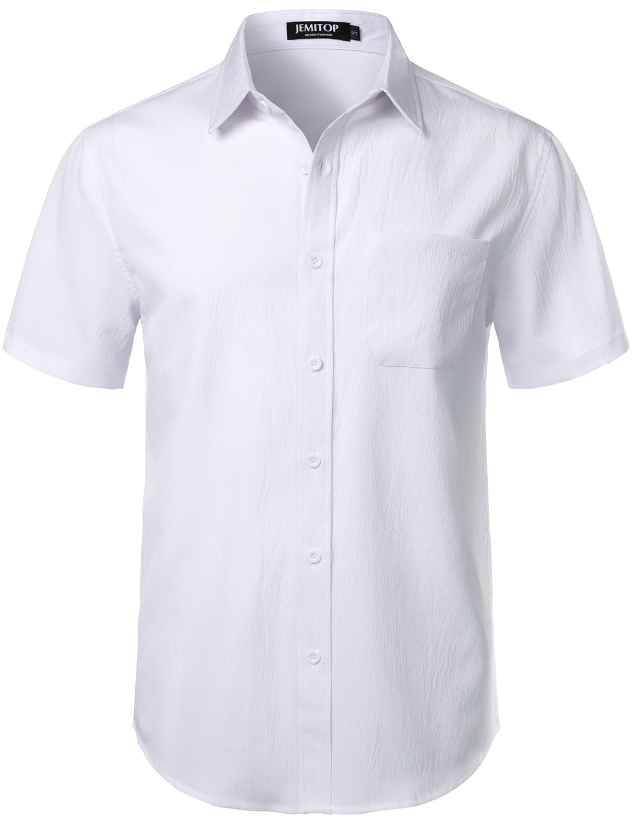HOTJEMITOP Mens Stretch Wrinkle Free Texture Shirts | Lightweight, Summer, Beach, Stylish, Button Down, Short Sleeve, Casual, Vacation