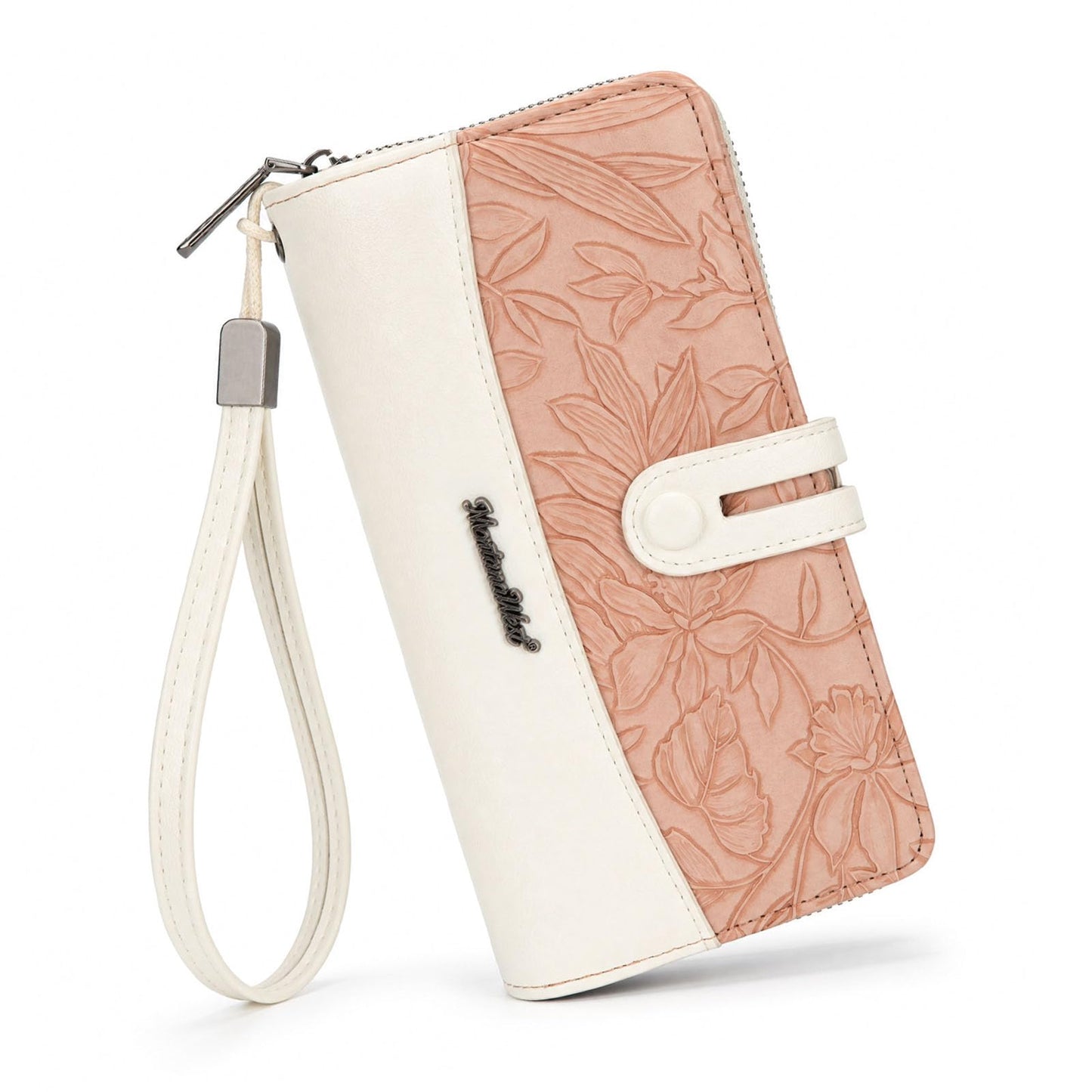 HOTWallet for Women Large Wristlet Wallet RFID Blocking Western Wallets Pink | With 13 Card Slots, 1 Clear ID Window, 3 Bill Compartments and 1 Large Zipper Pocket, Phone Cash Wallet