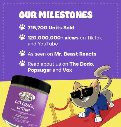 HOTCat Crack Catnip, Zoomie-Inducing Cat Nip, 100% Natural North American Made | 100% Natural, Safe & Non-Addictive Catnip Treats Used to Supplement Cat Nip Toys, Spray, & Accessories (1 Cup)