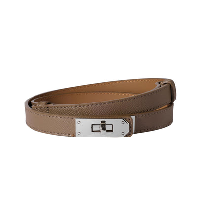HOTOvekaut Women Skinny Leather Belt Solid Color Alloy Turn Lock Adjustable Waistband for Dresses Jeans Coats